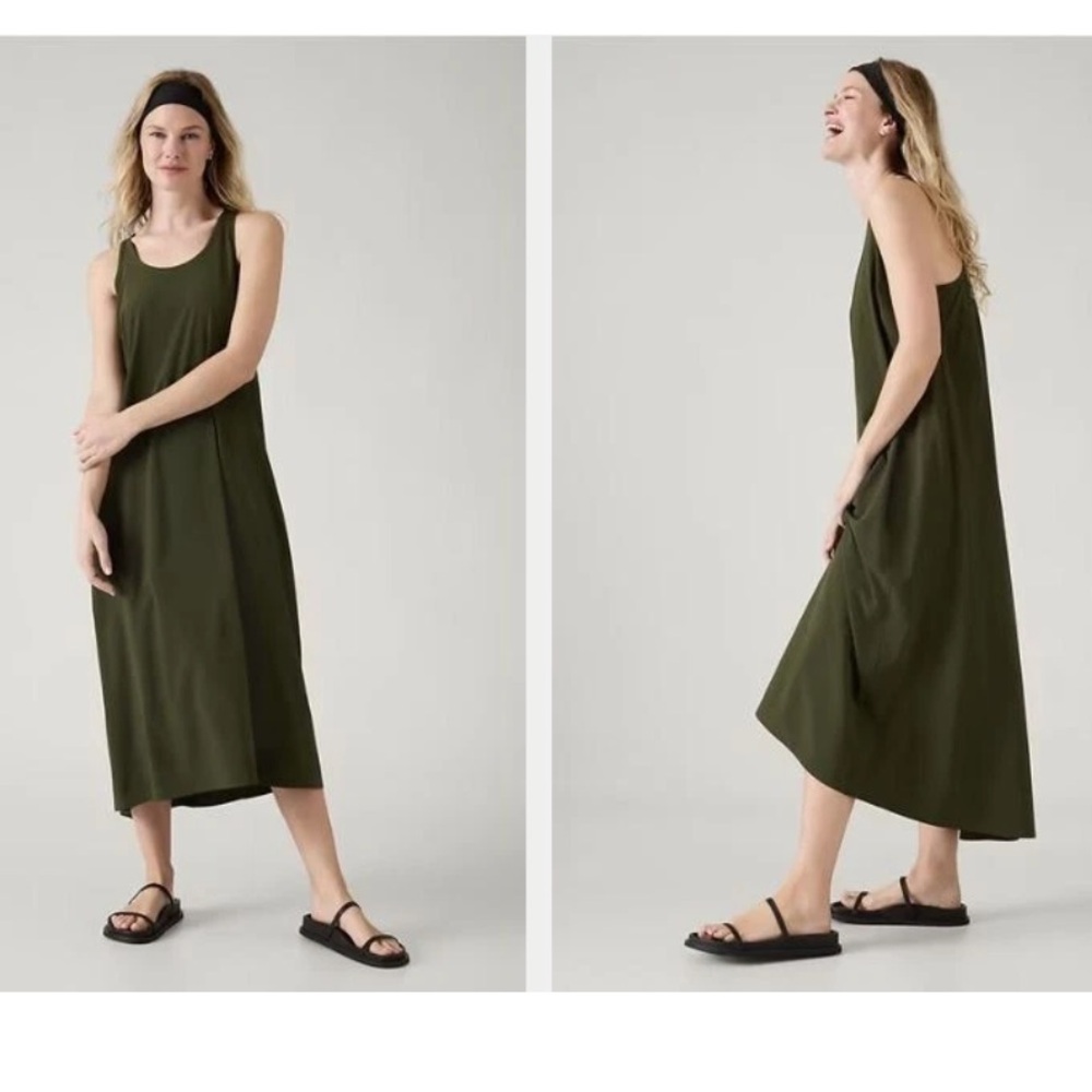 Athleta Presidio Traveler Maxi Dress Olive Green Size S small